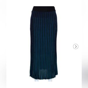 Kenzo 💙 Navy and Black Striped Viscose Midi Skirt Small